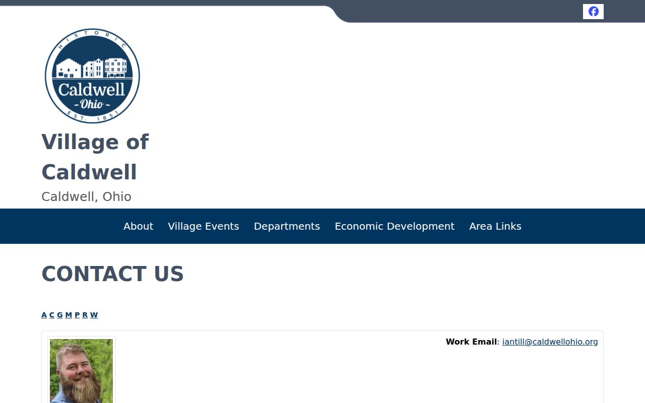 Caldwell court docket page visual for official village contact context