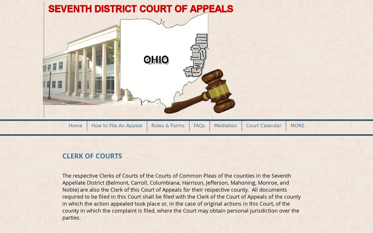 Noble County court calendar Seventh District Clerk of Courts directory