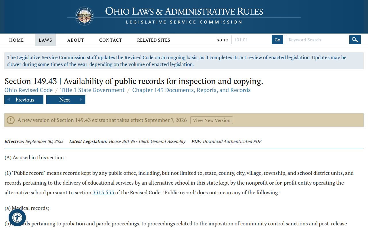 Noble County court records Ohio public-record request law
