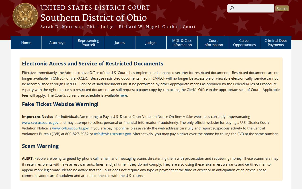 Noble County court docket federal court route reference