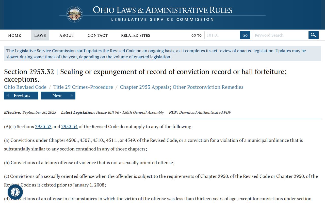 Summerfield court records page visual for Ohio adult record sealing procedure